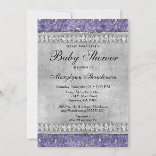 Baby shower de diamants violets Invitation Neutre