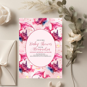 Baby shower de dragon rose aquarelle budgétaire