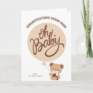 Baby shower de félicitations pour bébé ours carte