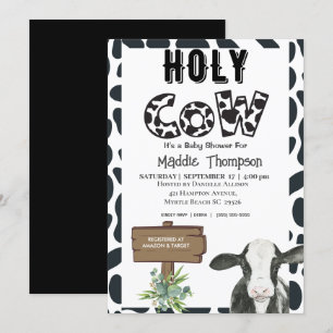 Baby shower de ferme de la Vache Sainte Invitation