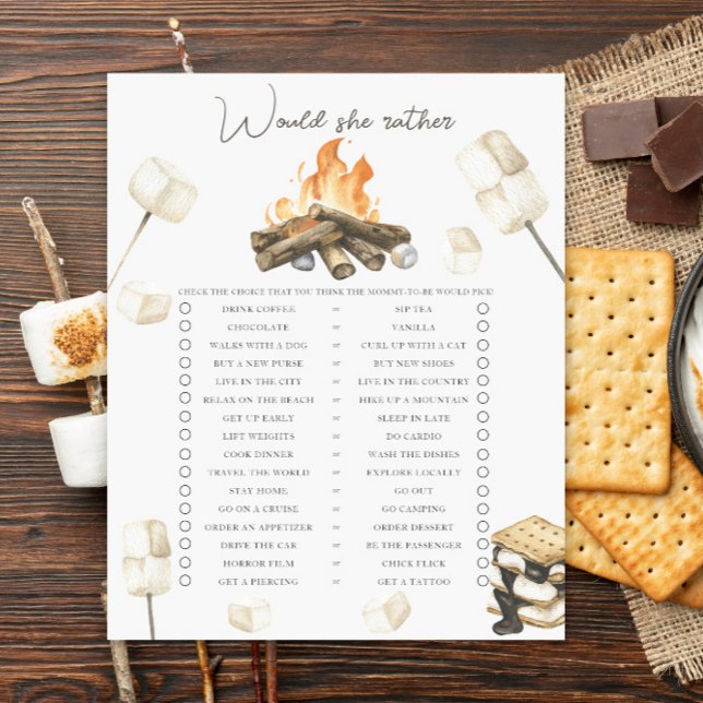 Baby shower de feu de camp Voudrait-elle plutôt (Créateur téléchargé)