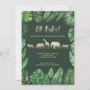 Baby shower de feuillage tropical et d'animaux d'o