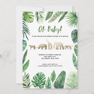 Baby shower de feuillage tropical et d'animaux d'o