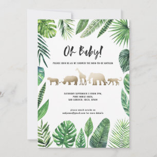 Baby shower de feuillage tropical et d'animaux d'o