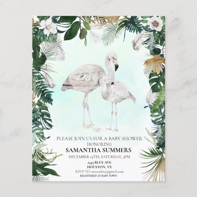 Baby shower de Flamant rose blanc tropical Boho (Devant)