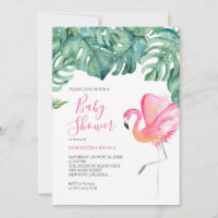 Baby shower de Flamant rose rose tropical,