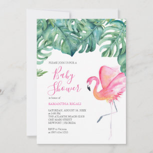 Baby shower de Flamant rose rose tropical,