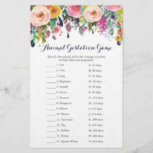 Baby shower de fleurs colorées Animal Gestation Je