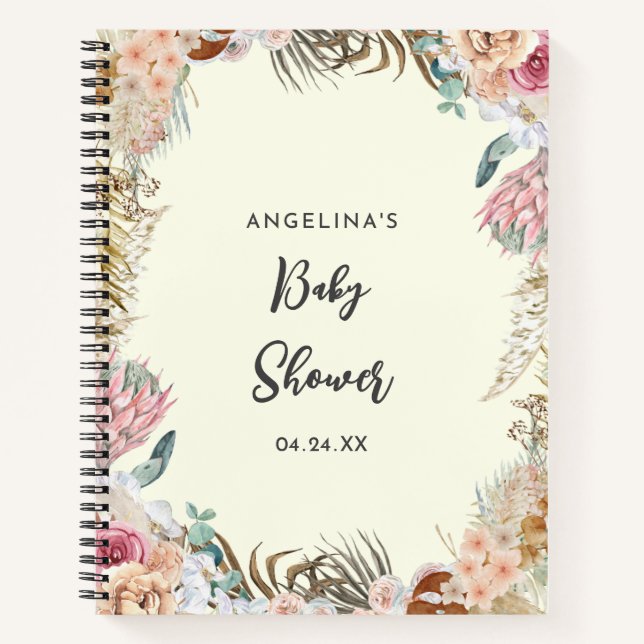 Baby shower de fleurs tropicales Carnet de la list (Devant)