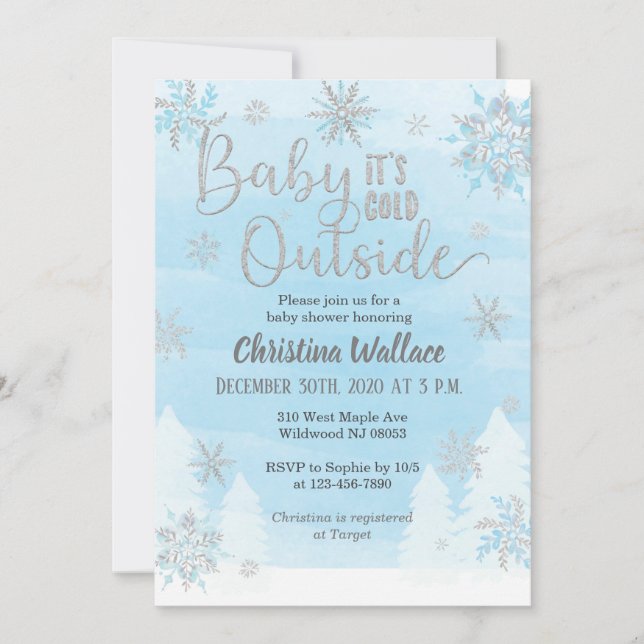 Baby shower de flocon de neige Invitation pour un  (Devant)