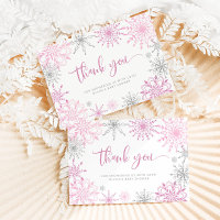 Baby shower de flocons d'argent rose merci