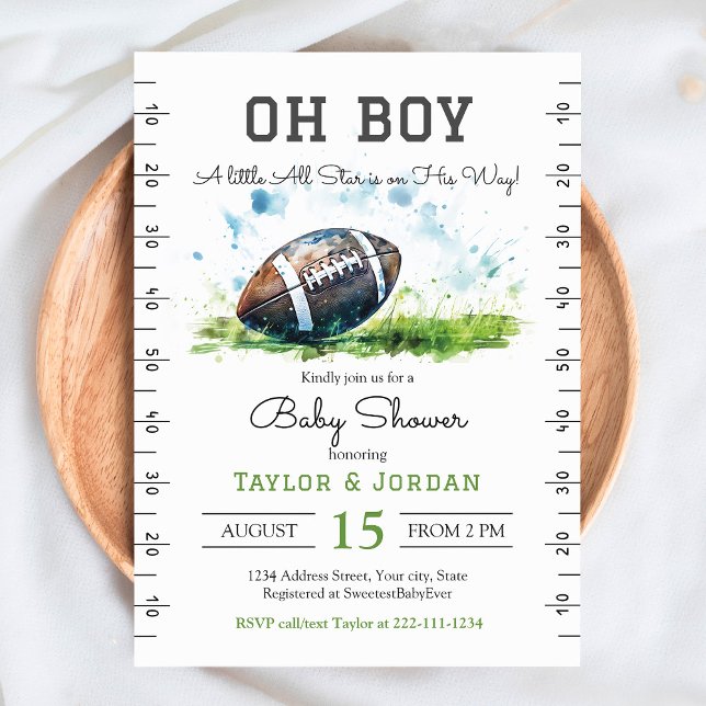 Baby shower de football aquarelle Invitation (Créateur téléchargé)
