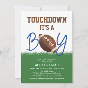 Baby shower de football Brown bleu Invitation