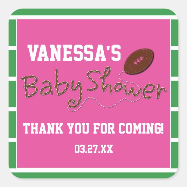 Baby shower DE FOOTBALL ROSE TYPOGRAPHIE Étiquette (Devant)