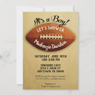 Baby shower de football vintage Invitation Boy Spo