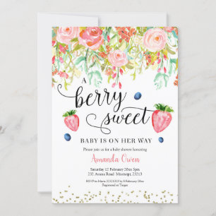 Baby shower de fraise Blueberry Invitation