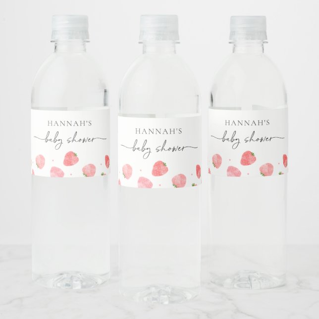 Baby shower de fraise bouteille d'eau Étiquettes (Bouteilles)