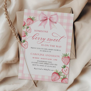 Baby shower de fraise Coquette Bow Invitation