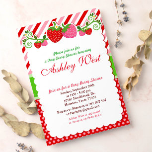 Baby shower de fraise de baies sucrée Invitation