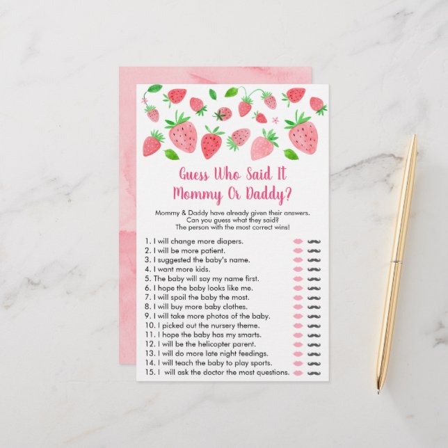 Baby shower De Fraise Devine Qui A Dit Que C'Était (Devant/Arrière en situation)