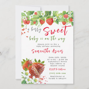 Baby shower de fraise Invitation fille