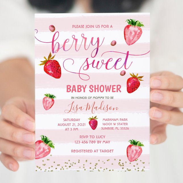 Baby shower de fraise sucrée Invitation (Créateur téléchargé)