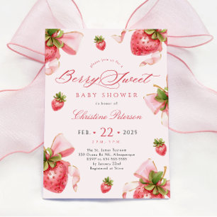 Baby shower de fraises Coquette Invitation