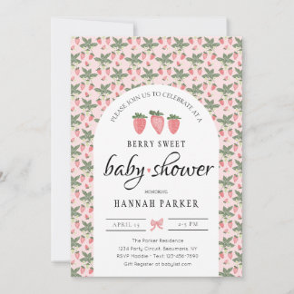 Baby shower de fraises et fleurs Invitation