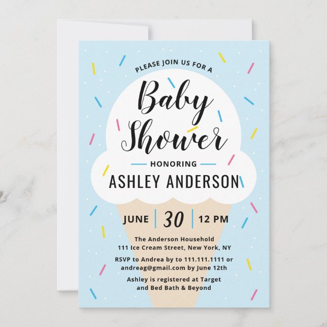 Baby shower de glace bleu garçon Invitation (Devant)