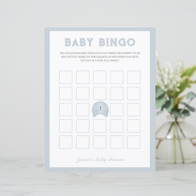 Baby shower de golf bleu jeu de bingo (Debout devant)