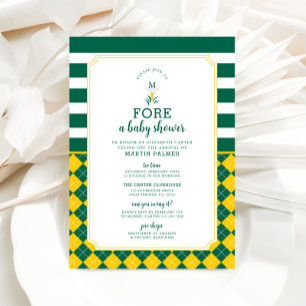 Baby shower de golf vert et jaune Invitation