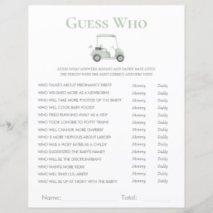 baby shower de golf vert sage deviner qui jeu
