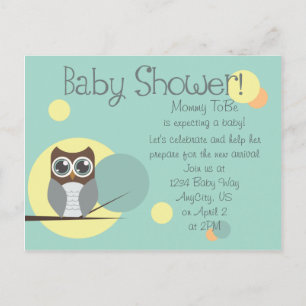 Baby shower de hibou - invitations de carte