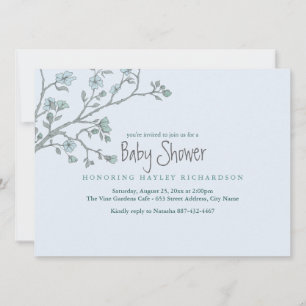 Baby shower de jardin moderne bleu Invitation