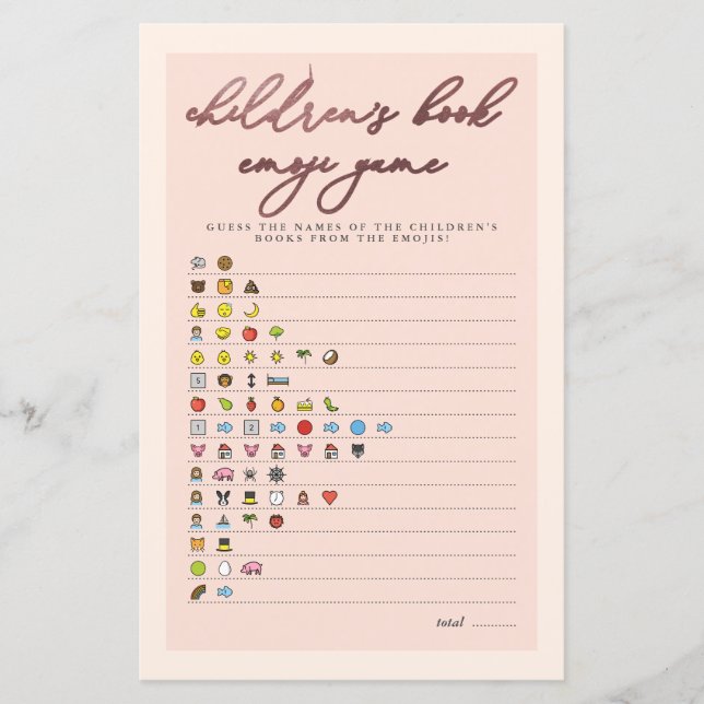 Baby shower de jeu Emoji Rose Blush Gold Typograph (Devant)