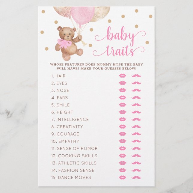 Baby shower de jeu Teddy Bear Baby Traits (Devant)