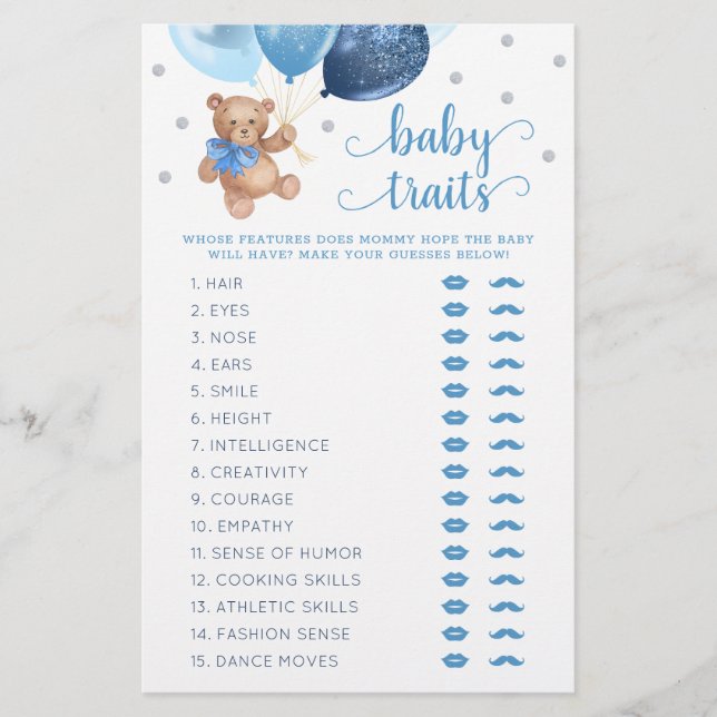 Baby shower de jeu Teddy Bear Baby Traits (Devant)