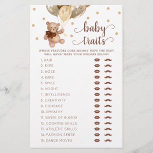 Baby shower de jeu Teddy Bear Baby Traits