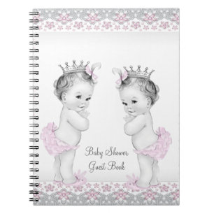 Baby shower de jumeaux rose et gris Livre d'or