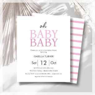 Baby shower de jumeaux roses Invitation budgétaire