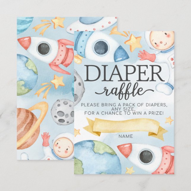 Baby shower de la carte de  de la couche spatiale  (Devant / Derrière)