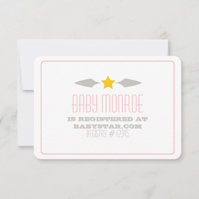 BABY SHOWER DE LA CARTE DE REGISTRE BÉBÉ STAR (Devant)