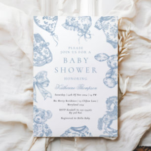 Baby shower de la crèche Toile de Jouy Invitation