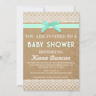 Baby shower de la dentelle bleue Burlap Invitation