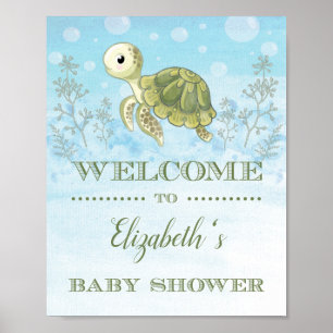 Baby shower de la tortue de mer Affiche de bienven