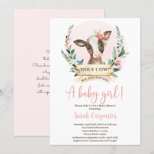 Baby shower de la vache Sainte Invitation