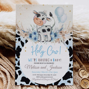 Baby shower de la vache Sainte Invitation Boy Cow