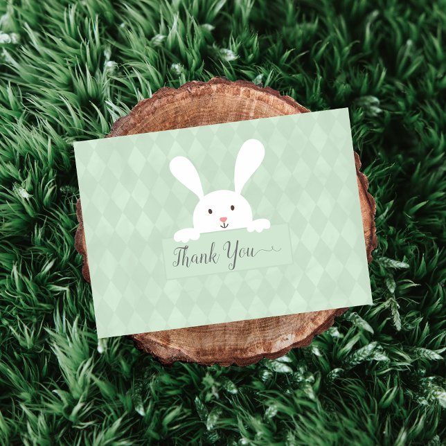 Baby shower de lapin blanc Jacquard vert Merci (Créateur téléchargé)