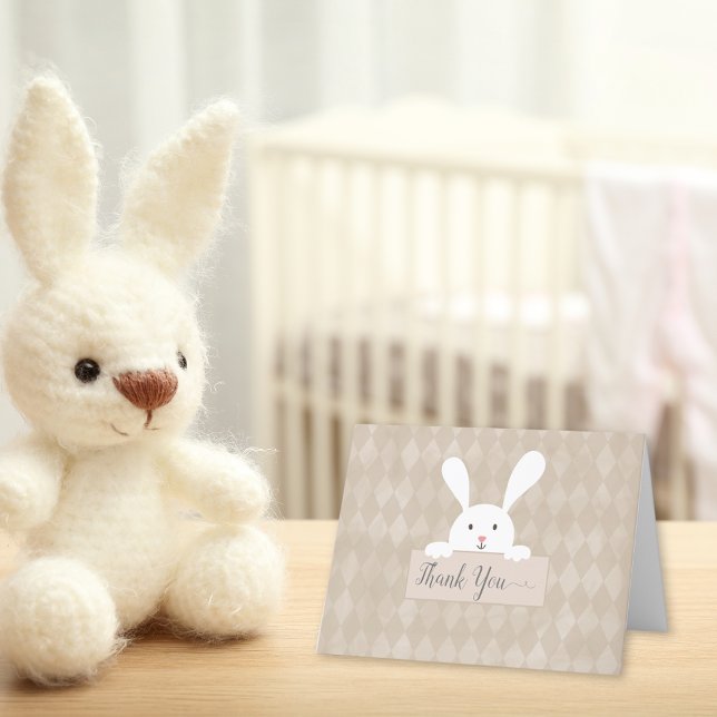 Baby shower de lapin blanc Tan Jacquard Merci (Créateur téléchargé)
