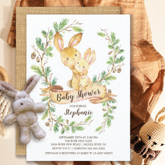 Baby shower de lapin de bois doux Invitation